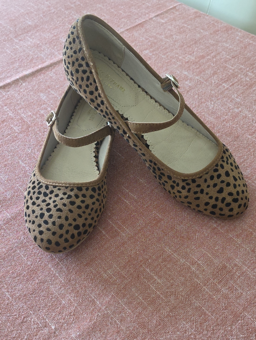 Isaac Mizrahi Tan and Black Leopard Print Mary Jane Flats